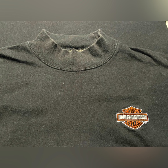 VTG Harley-Davidson mock neck long sleeve/embroidered/shirt/flame/logo size M - Picture 6 of 8